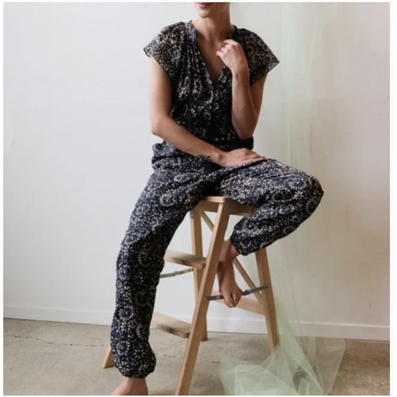 Ulla Johnson Terra Jumpsuit 6 Azul Blue Floral Ruffle Boho. Excellent condition. - Picture 5 of 10